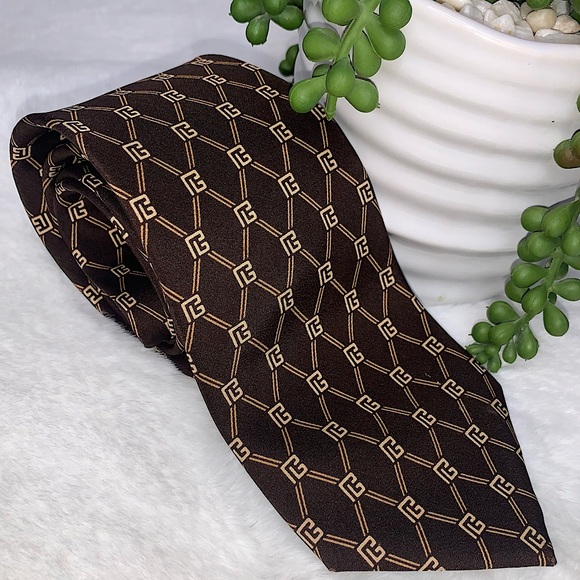 🆂🅾🅻🅳 PIERRE BALMAIN 100% Silk Brown Patterned Tie - Picture 4 of 9